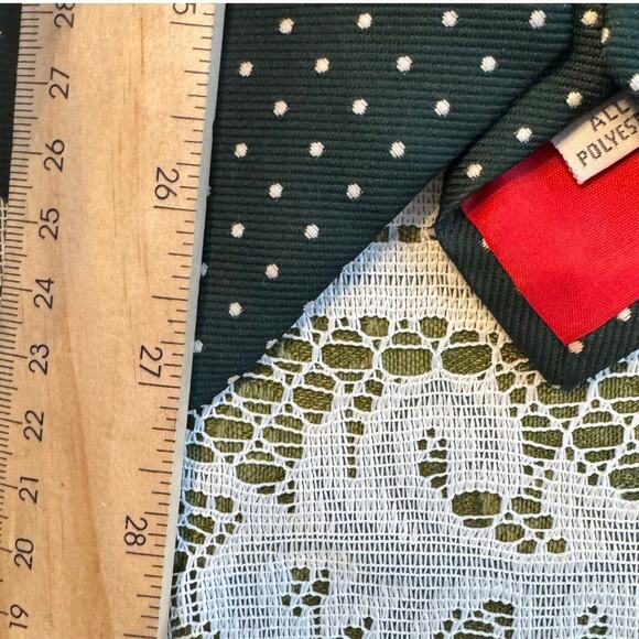 Vintage Gentry Beau Brummell Mens Repp Necktie Green Mini Dot Wide Polyester Y2K - Picture 10 of 11